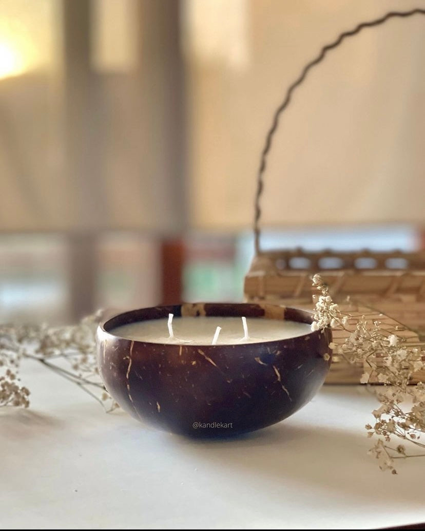 Eco Friendly coconut shell scented 3 wick candle